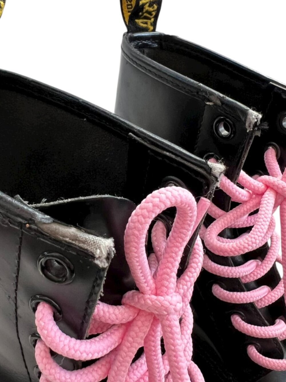 Dr Martens boots 1460 smooth black leather pink laces womens 6 combat docs - Picture 10 of 15